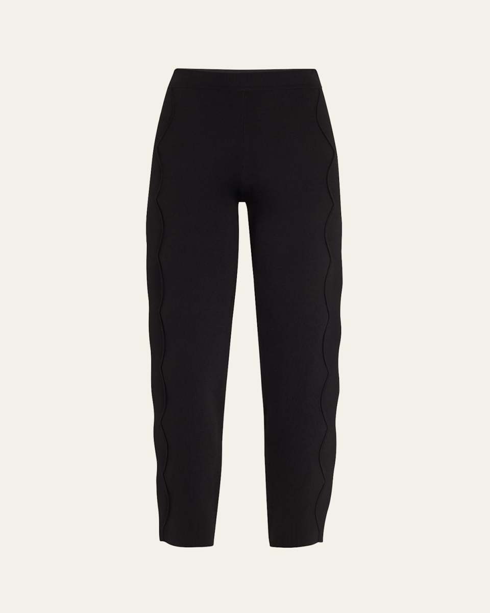 Asher Scalloped Straight-Leg Pants